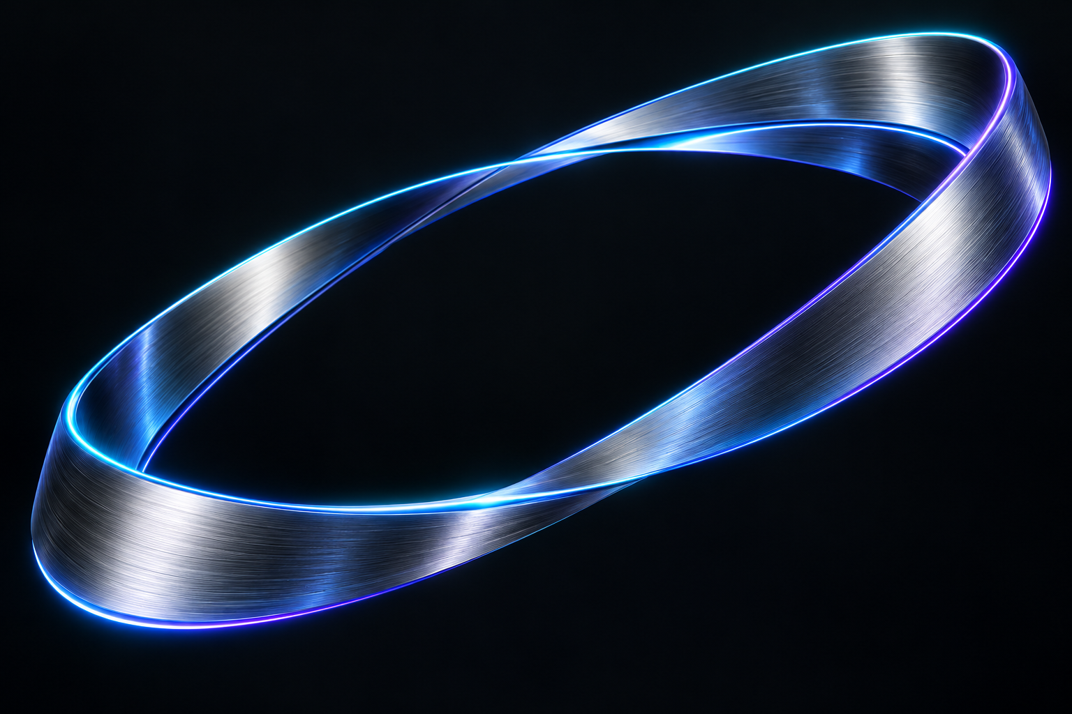 Brushed silver ring with luminous blue edges